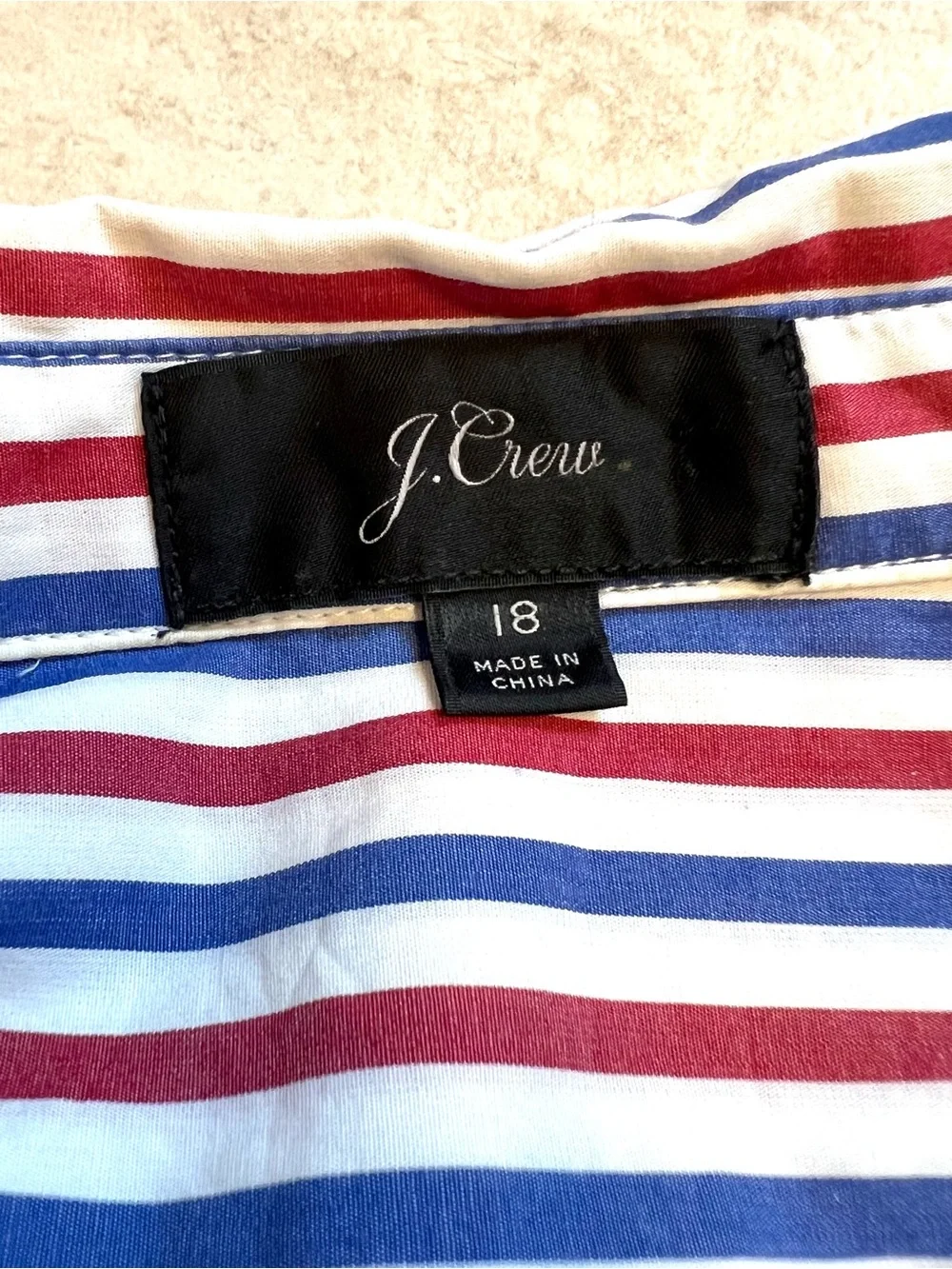 J.Crew Plus 18 Midi Shirt Dress Red White Blue Cotton Belted Button Front chic